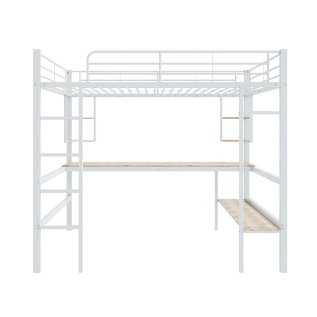 Offerta Letto a soppalco 140x200 cm in metallo con scrivaniae scaffali