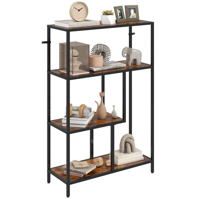 Offerta HOMCOM Mobile Libreria a 4 Ripiani Stile Industriale in Legno e Metallo