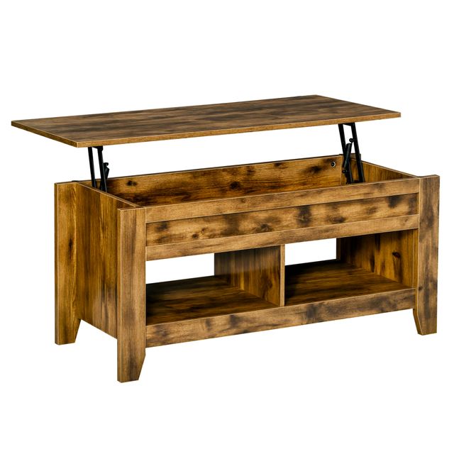 Offerta HOMCOM Tavolino da Salotto in Stile Industriale con Vano Contenitore e Piano Sollevabile in Legno
