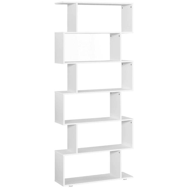 Offerta HomCom Libreria di Design Mobili Ufficio Scaffale in Legno 80x24x191cm Bianco Opaco Aosom