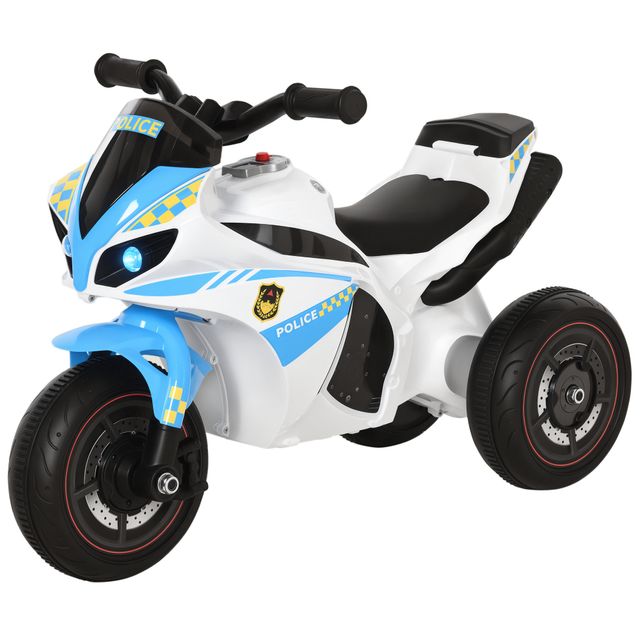 Offerta HOMCOM Moto Giocattolo Cavalcabile a 3 Ruote per Bambini 18-36 Mesi Stile Polizia con Musica e Fari