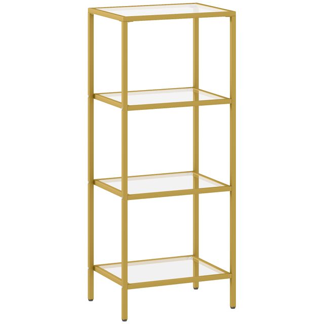 Offerta HOMCOM Mobiletto Scaffale a 4 Livelli Minimal in Metallo e Vetro Temperato