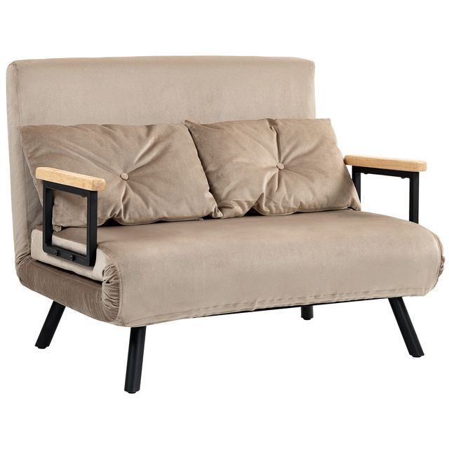 Offerta HOMCOM Divano Letto 3 in 1 in Tessuto Effetto Velluto con Schienale Regolabile e 2 Cuscini