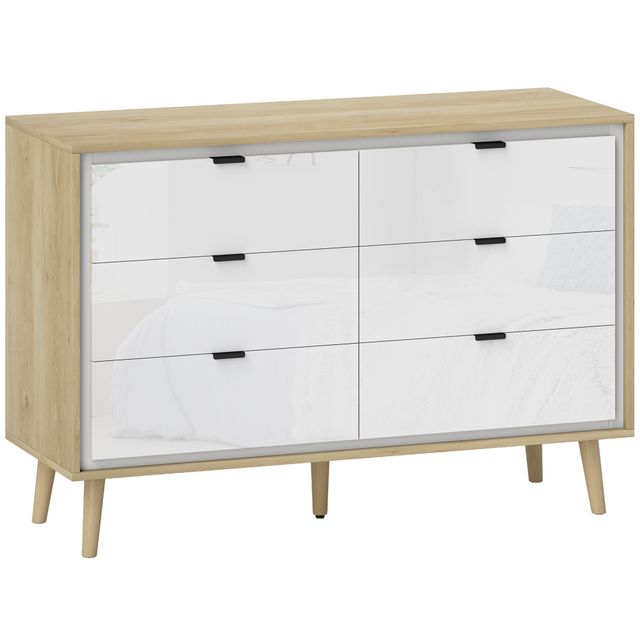 Offerta HOMCOM Cassettiera con 6 Cassetti in Legno per Camera da Letto