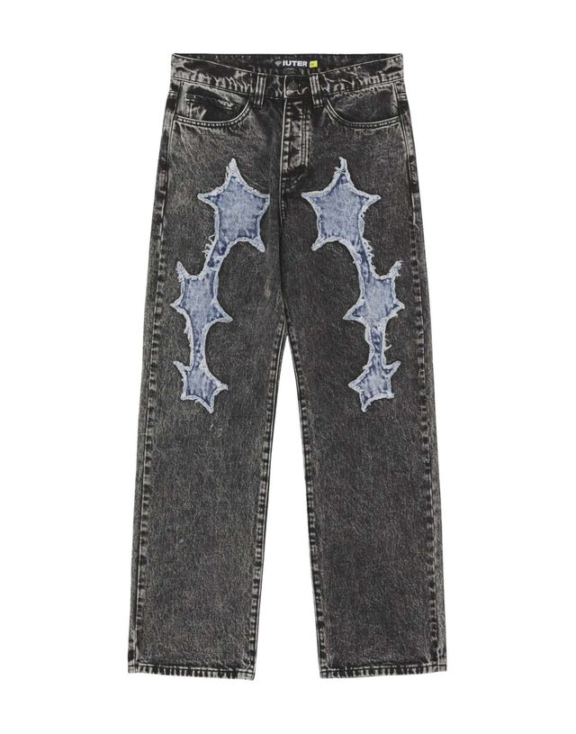 Offerta Iuter Dream Loose denim pants jeans gamba dritta con applicazioni - dark grey 28 (42)