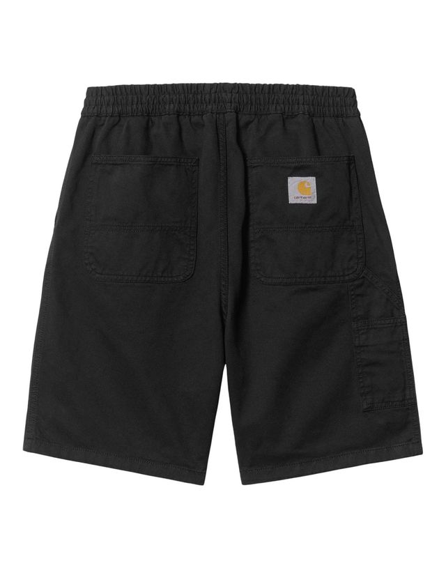 Offerta Carhartt Wip Flint short in cotone gamba larga con elastico in vita - Black garment dyed S