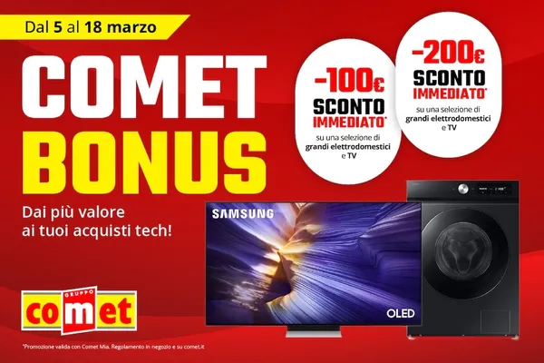 Comet Bonus: sconti immediati fino a 200€